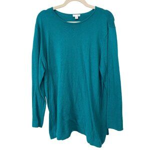 J, Jill Knit Pullover Sweater Size XL Long Sleeve Teal Comfy Lounge Contemporary